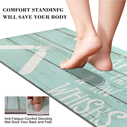 KIMODE Anti Fatigue Kitchen Rugs and Mats Set, 2 Piece Kitchen Rug Runner, Non Slip Waterproof Comfort Cushioned Standing Kitchen Floor Mats, 18" x 29"+18" x 59" - Image 3