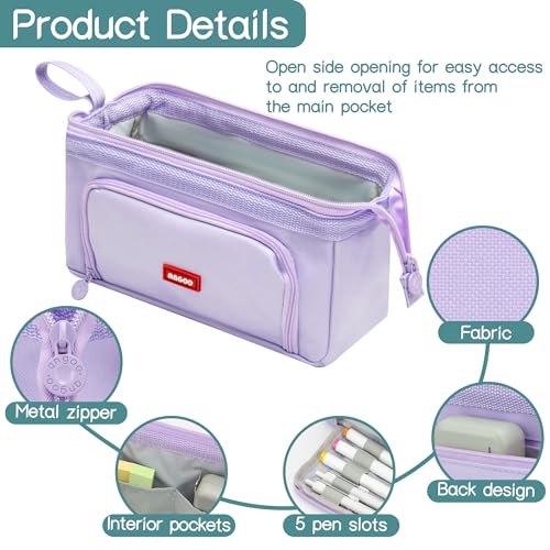 Image of Large Capacity Pencil Case Big Pencil Pouch Special Aesthetic School Pen Bag for Girls Teen Nurse Adults Kids Soft Organizer With Zipper Cute Travel Pencil Pouches Estuche para Lapices Purple