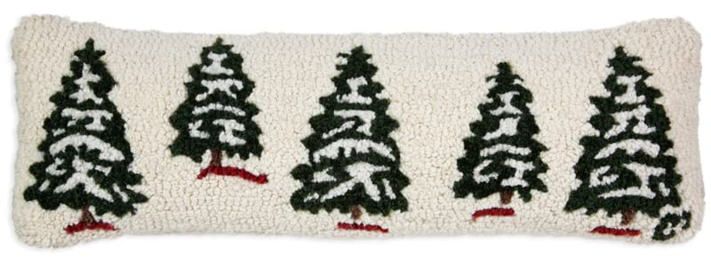 Artist-Designed Silent Woods Hand-Hooked Wool Decorative Throw Pillow (8” x 24”) Winter Pillow for Couches & Beds - Easy Care & Low Maintenance Winter Pillow for Cabins & Lodges