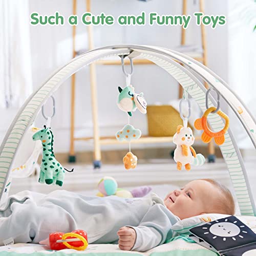 Lupantte Activity Gym / Play Mat with Replaceable Washable Covers for Baby Tummy Time with Toys for Visual, Hearing, Touch, Cognitive Development for Newborn to Toddler as Shower Gift