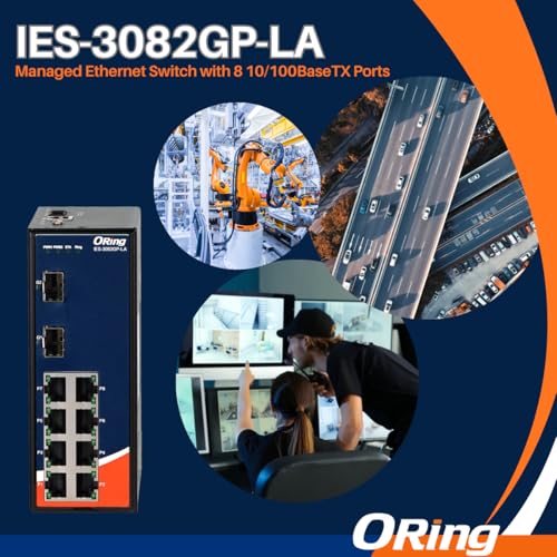 Image of IES-3082GP-LA | 10-Port Managed Ethernet Switch, 8FE + 2 100 /1G SFP Slots, ORing Industrial Networking