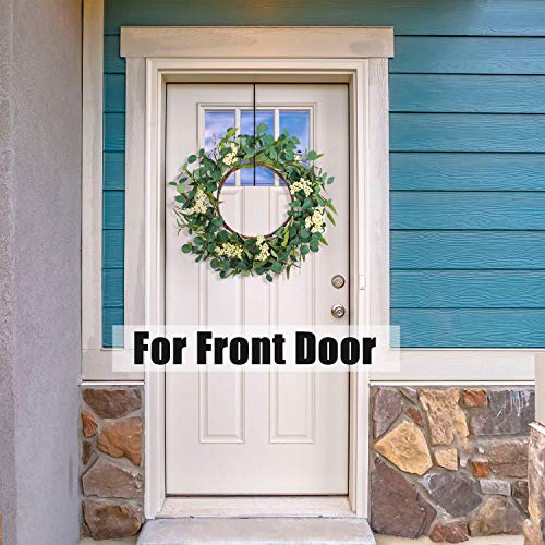 image for Realvy Artificial Eucalyptus Wreath 20 inch with Handmade Design，Nat