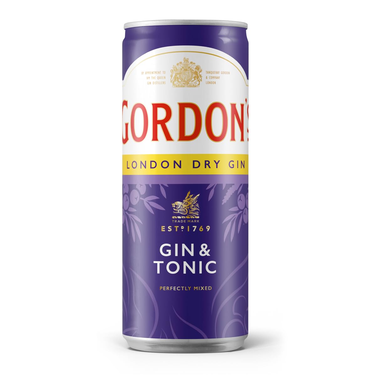 Gordon's London Dry Gin & Tonic Water, Mixgetränk mit klassischem Wachholder-Geschmack, Trinkfertige Dose für unterwegs & gesellige Events, 10% vol, 1 x 250 ml EINWEG Mehrverpackung |