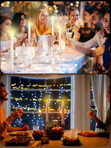 Image of Funtery 48 Pcs Flameless LED Taper Candles Battery Operated Candles Bulk Realistic LED Candlesticks Flickering for Wedding Church Party Home Decor(Ivory,10 Inch,Elegant Style)