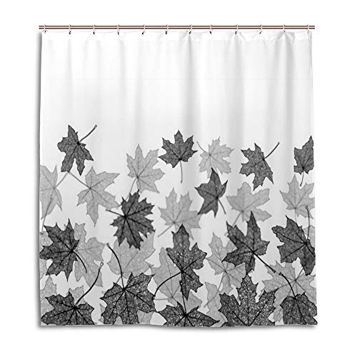 Rideau de douche lavable en machine à motif feuilles d'érable 66x72
