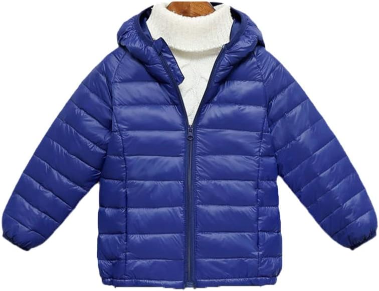 White Duck Down Jacket Hooded Children Jacket Outerwear Boy and Girl Warm Down Coat Kids Winter Jacket Dark Blue 4T