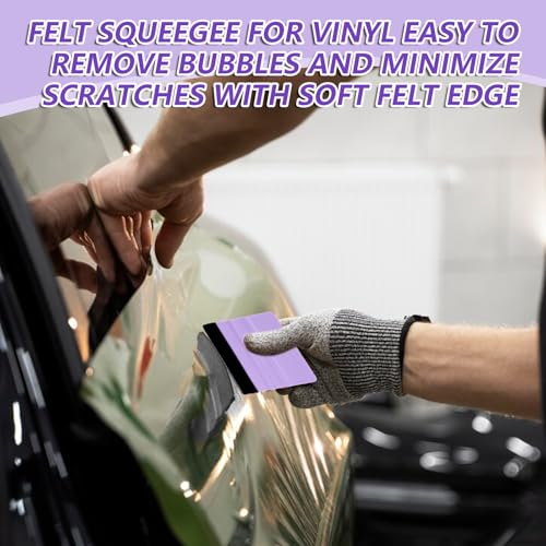 JIYIN 2 Stück Rakel mit Filzkante, Filzrakel Auto Folienrakel Folierungs Werkzeug Kunststoffrakel für Fliesenaufklebern Autofolien Schutzfolien Möbelfolien Wandtattoos