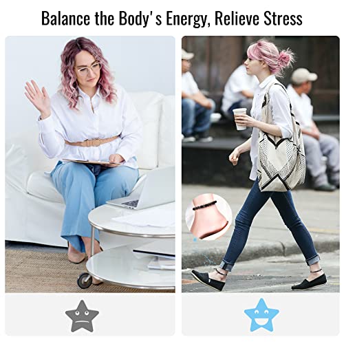 Lymph Detox Bracelet Slim Anklet for Women, Hematite Beads Obsidian Anti-Swelling Stretch for Stress Anxiety Relief, Energy Metal Bracelet4