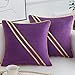 2 Packs Federe Cuscini Divano Quadrati Morbido di Velluto semplicità Moderna Oro Banda Decorativo Caso Federa per Cuscino Divano Letto Auto 45 x 45 cm,Viola