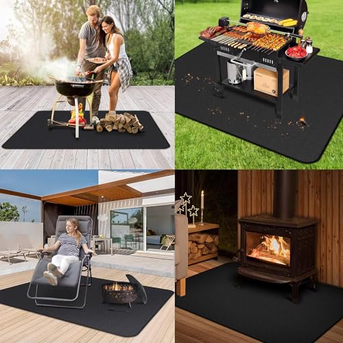 EC Technology Under Grill Mat EC TECH, 60 x 48 Inch Grill Mat Under Desk, Double-Sided Fireproof Oil-Proof Mats for Fire Pit, Charcoal, Gas Grills,