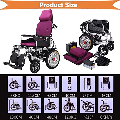 Heavy Duty Electric Wheelchair For Adults, Automatic Reclining Powered Wheelchairs With Flip-Back Armrest & Swing-Away Leg Rests, All Terrain Foldable Motorized Wheel Chair With Headrest,Grey #TOP2