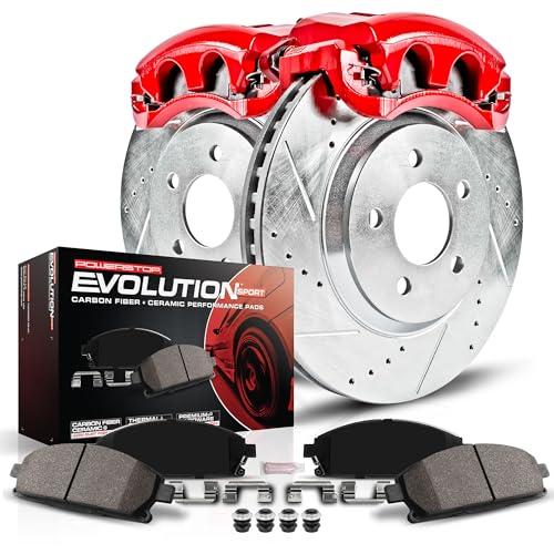 PowerStop Rear Brake & Caliper Kit For Toyota Avalon 2000-04 - Powder Coated Calipers + Carbon Fiber Ceramic Brake Pads + Drilled & Slotted Rotors Upgrade, KC2322 by Power Stop - Used condition - CA$167.38