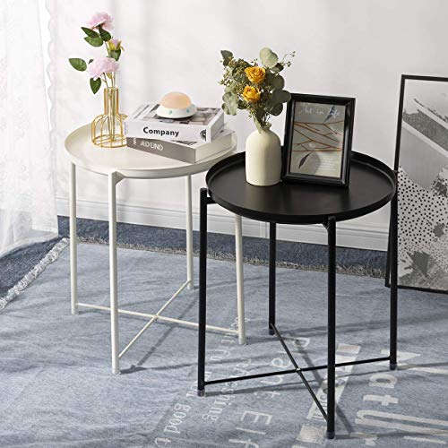 Danpinera ET1-BK End Table, Metal Side Table Small Outdoor Table Round Side Table thumb #7