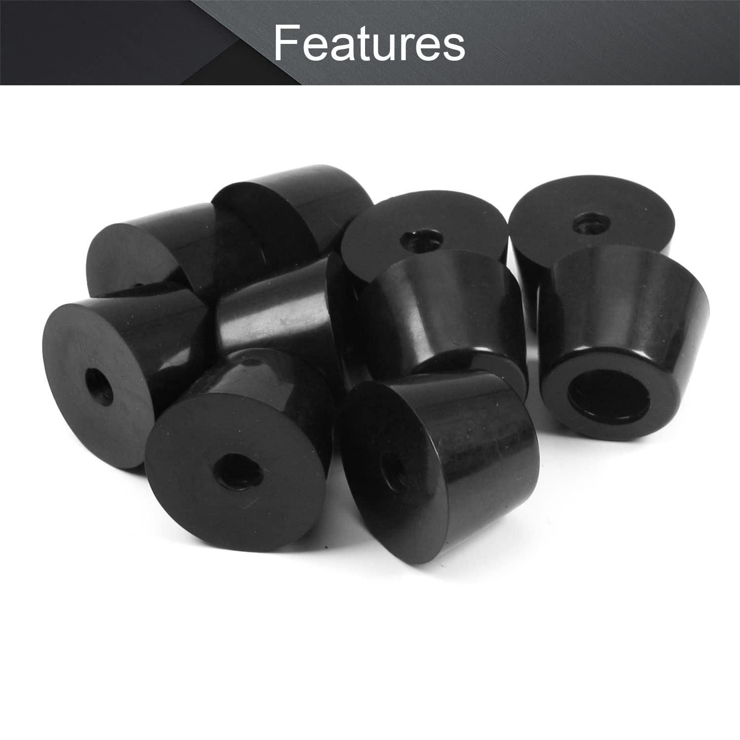 MroMax Lot De 8 Patins En Caoutchouc Pour Pieds De Meubles - Noirs - Anti- Humidité - Antidérapants - Pour Pieds De Table - 25239 Mm (diamètre Inférieur X Diamètre Supérieur X Hauteur