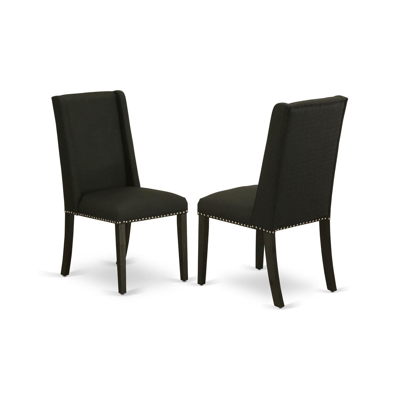 East West Furniture FLP6T24 Parson Chairs, Set of 2, Black