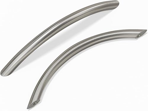 homdiy Paquete de 10 tiradores de gabinete de níquel cepillado de 5 pulgadas, manijas de cajón arqueadas, herrajes sólidos para tocador de cocina y