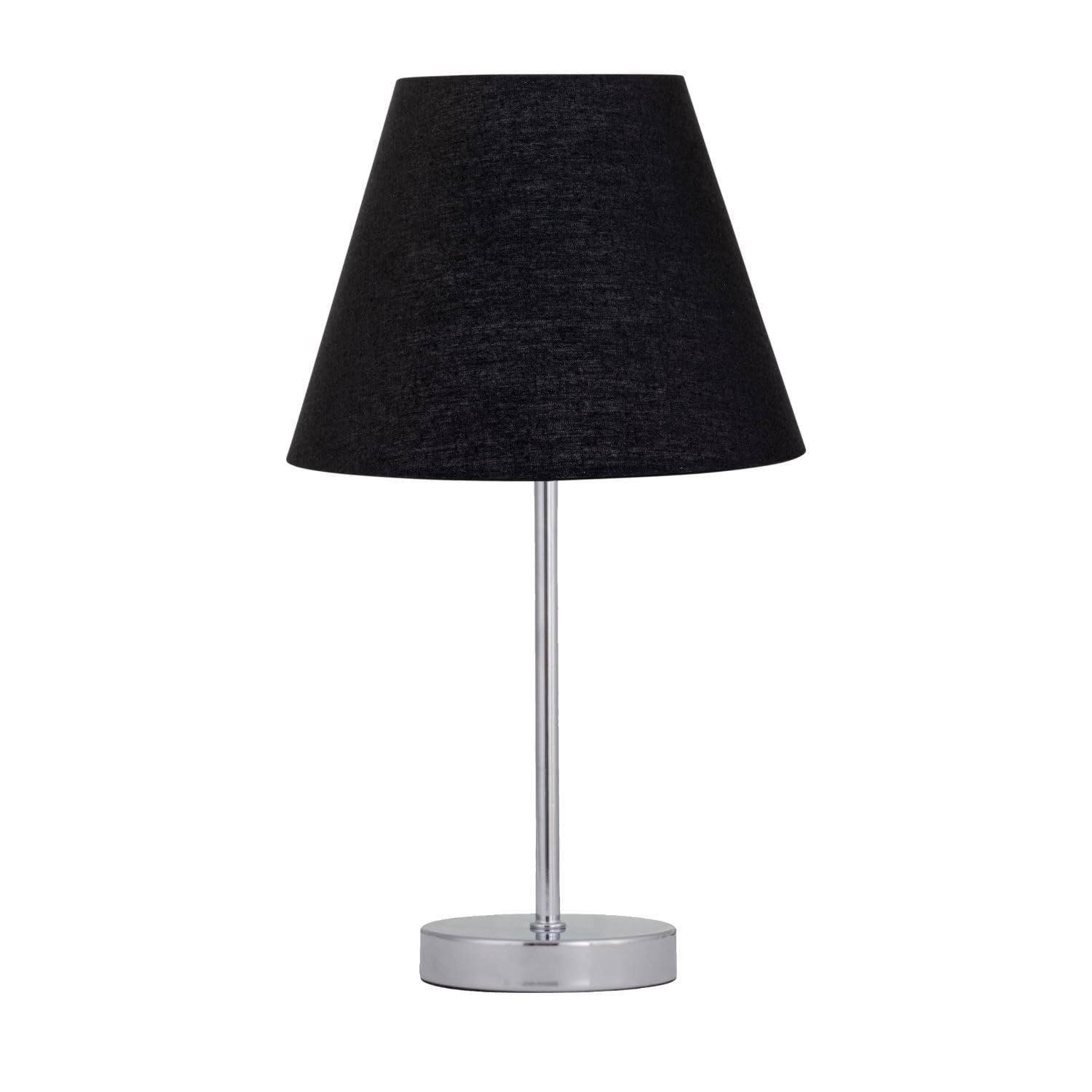 Firstchoicelighting Chrome & Black Chrome Table Lamp Or Bedside Light, Modern Touch Operated Design, Black Shade, Height 35Cm, Led Compatible