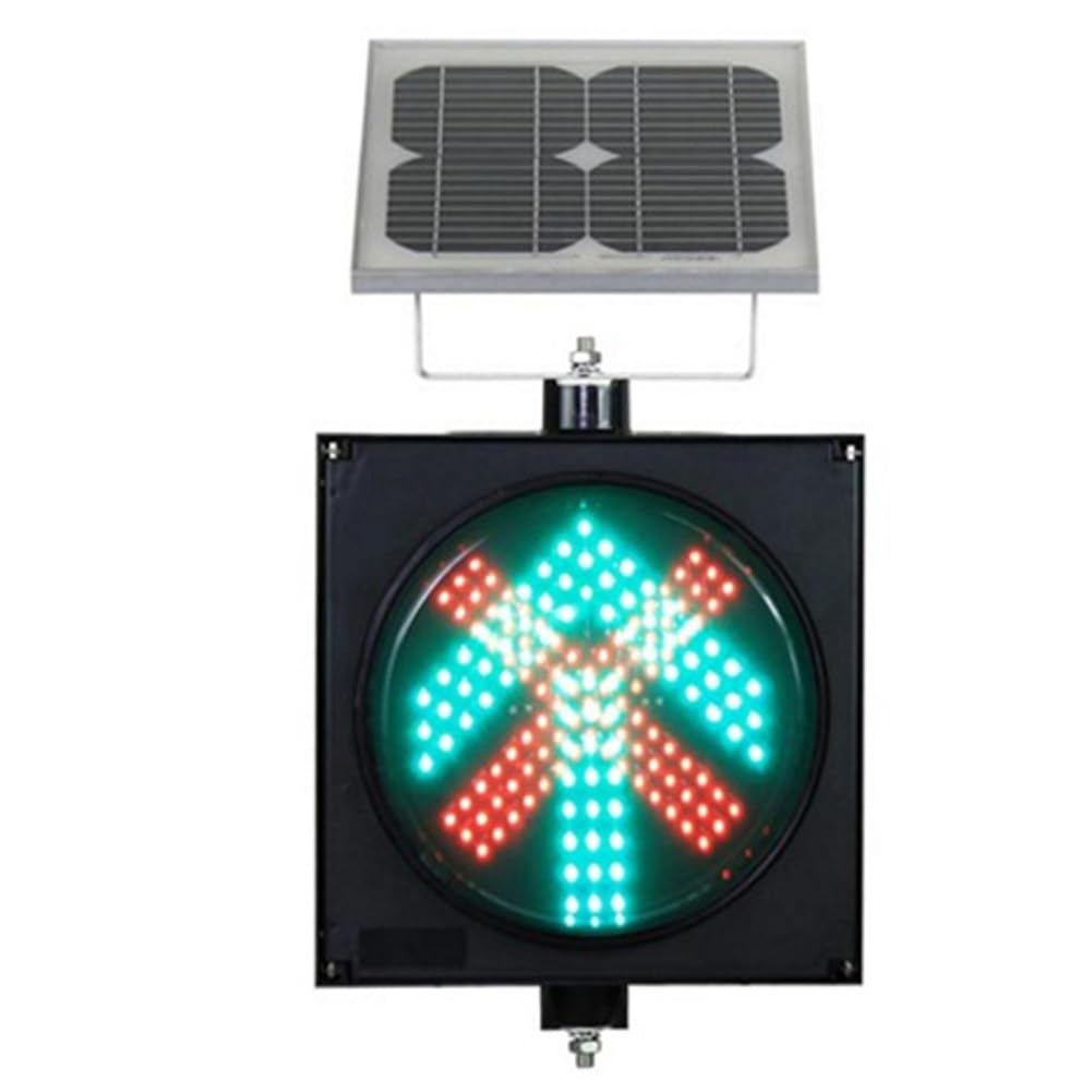 12inch Solar Traffic Signal Light Waterproof LED Traffic Light with Sun Visor, Red x and Green Arrow Style, Outdoor Indicators Lights for Toll Booths, Road Safey