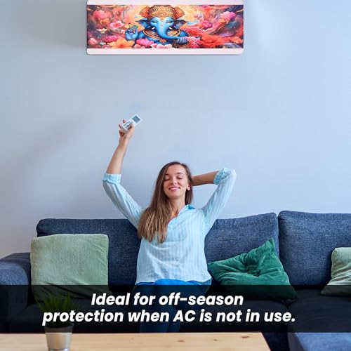 Image of Printed Split Ac Cover Indoor Unit For 1.5 Ton Capacity AC, Inner Unit Ac Cover, All Weather Cover /Attractive Digital Prints /Dustproof /Silken water-resistant Split Ac Cover (Multi Blue)
