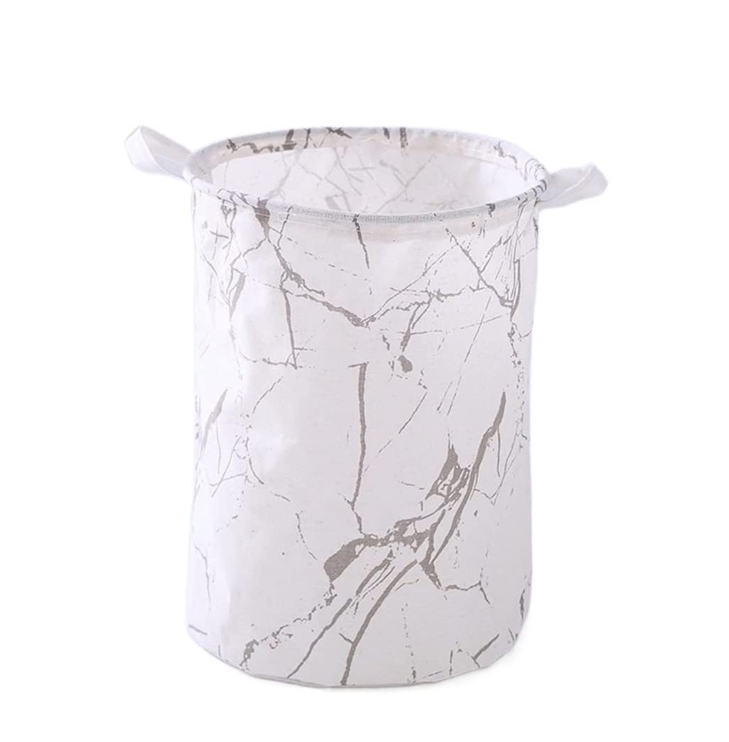 Laundry Basket Hamper Cotton Linen Dirty Laundry Basket Foldable Washable Round Waterproof Organizer Bucket For Spaces(C)