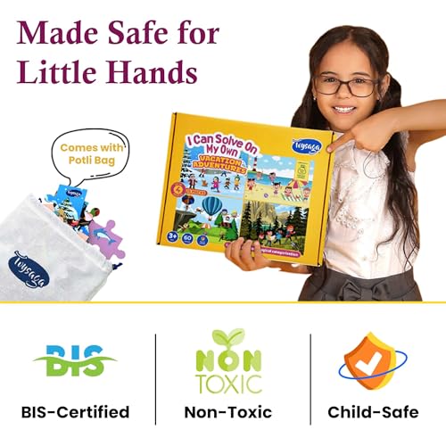 Image of I Can Solve On My Own | Vacation Adventures | Set of 4 Cardboard Jigsaw Puzzles 60 Pieces for Kids 3+ Years | Logical Categorization, Fun & Educational Puzzle Combo-Preschool Gift