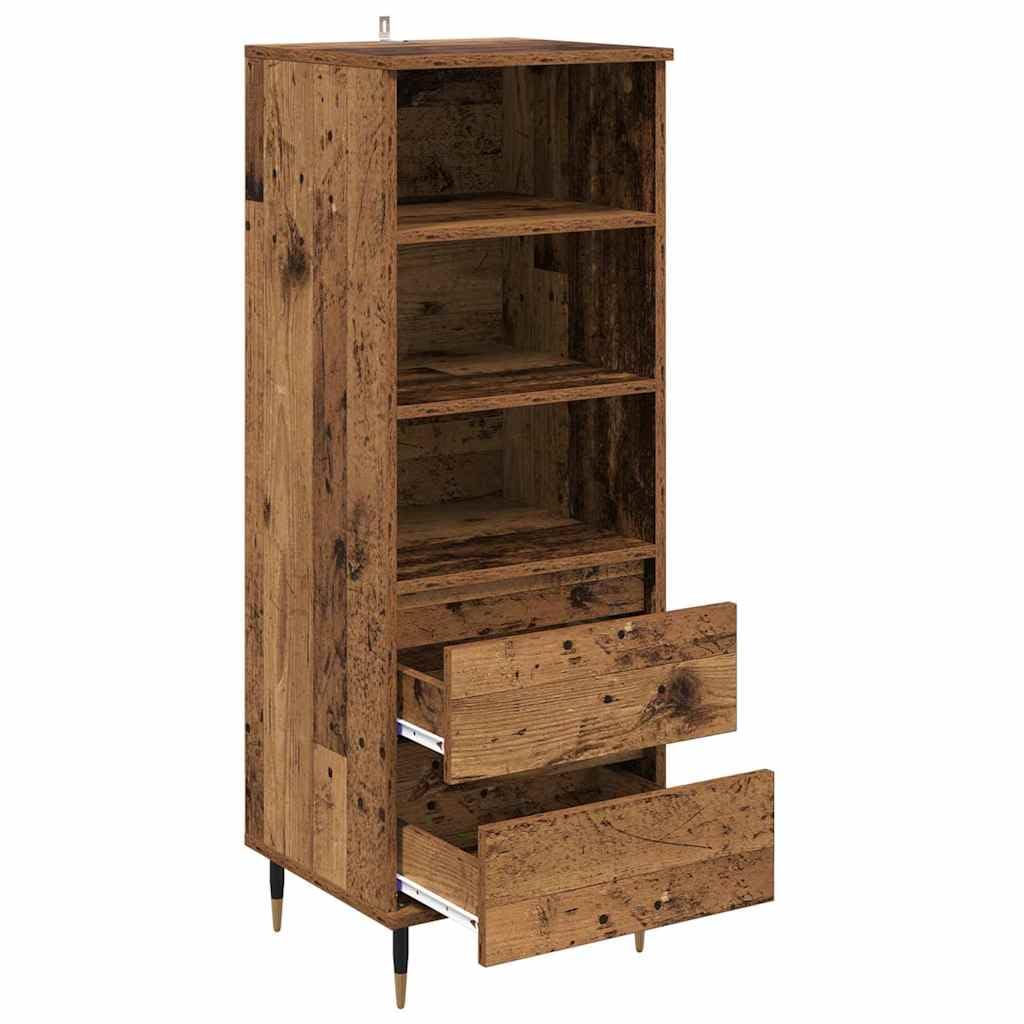 Buffet haut avec tiroirs en bois 40 x 36 x 110 cm, buffet moderne avec espace de rangement, étagère et étagère pour salon, salle à manger, couloir, solution de rangement élégante avec pieds