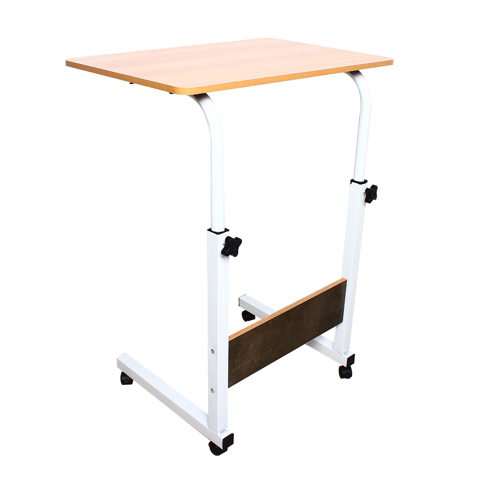 Tyvotrend Laptop Table Workstation, Mobile Standing Desk with Adjustable Height 70-90cm, Universal Wheels, Wooden Computer Desk Portable Overbed Table, for Office, Living room, 40x60cm