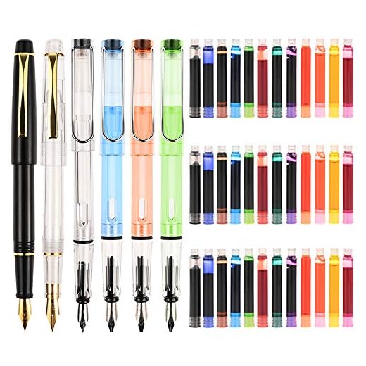 GOLDGE Set 6 Penne Stilografiche, 36 Cartucce d'Inchiostro Colorato Set Regalo, Set Calligrafia Perfetto per Principianti, Laurea Penna Calligrafica Scrittura Natale e il Compleanno