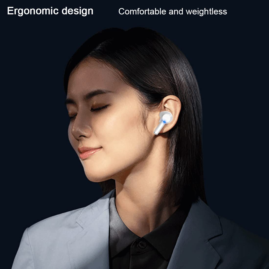 Cuffie in-Ear Wireless Bluetooth 5.3, Auricolari a Doppio Microfono con cancellazione del Rumore, Cuffie Sportive Impermeabili IPX5, Controllo Touch con Impronte digitali White