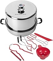 VKPBrands Kitchen Crop Stainless Steel Steam Canner with Temp Indicator & Tools - Fast Safe Canning for High-Acid Foods