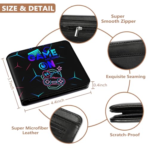 Image of Kids Wallet for Boys, Cool Wallets for Teen Son Ages 4 5 6 7 8 9 10 11 12 13 14 15 16, Leather Bifold Purse for Kid, Christmas Birthday Gift for Video Game Gaming Gamer Teenage