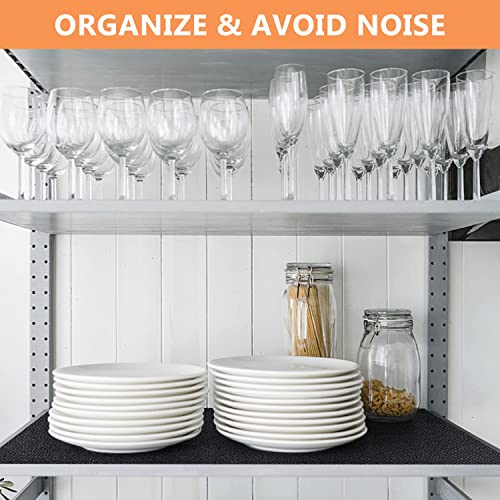 Image of Shelf Liner Kitchen Drawer Liner Cabinet Liners Non-Adhesive Refrigerator Liners with Waterproof Durable Table Place Mat for Cupboard Shelves Pantry Bathroom Drawer Tool Box-Black, 24 x 354 inches
