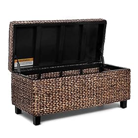 BIRDROCK HOME Storage Ottoman Bench - Bed Storage Trunk - Espresso Bench - Chest - Safety Hinges (Brown Wash) 51JNfzXCkgS. SS280