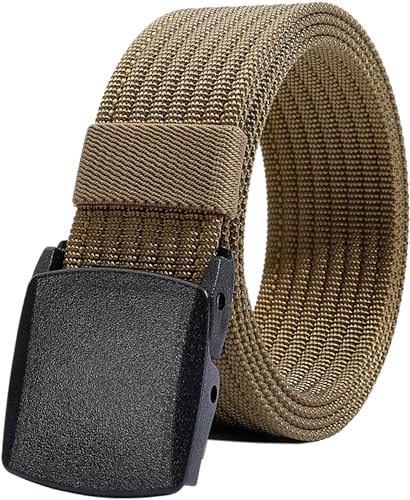 Image of LionVII Men's Nylon Belts - Breathable Webbing Canvas Belt with Plastic Buckle, Adjustable Trim to Fit 28-49 inch Waist