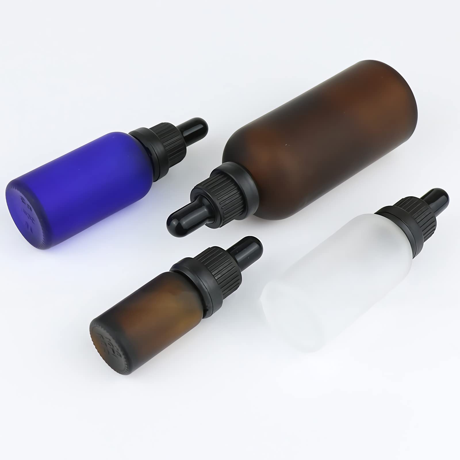 24 Pieza, 50ml Mate Azul Botellas de Cristal con Pipeta, Frasco Cuentagotas Cristal con Tapón de Rosca Negro a Prueba de Manipulaciones para Aromaterapia Aceites Esenciales