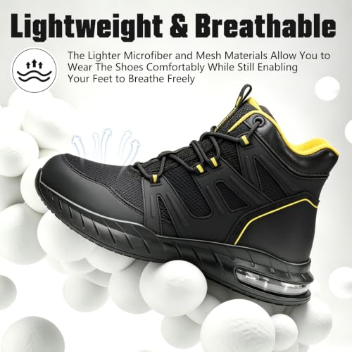 Hogent Steel Toe Boots for Men, Cushioned Safety Work Shoes - image 5