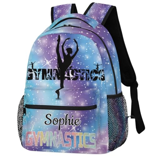 Custom Gym GYMNASTICS Backpack Personalized Shoulder Bag with Name Casual Traveling Bag Gradient Blue Purple Galaxy3