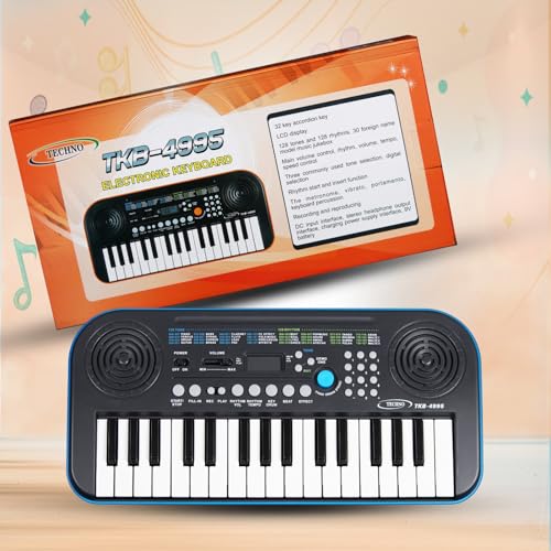 Image of Techno RJ-TC-TKB4995 Portable Digital Keyboard Piano, Blue, 32-Key