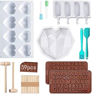 Stampo in silicone 3D a forma di cuore in diamante, stampo in silicone antiaderente, lettere e numeri, a forma di cuore