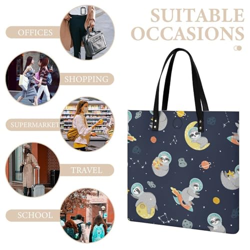 Sac shopping paresseux drôle femmes cabas bandoulière tote bag voyage 39x39 - 7