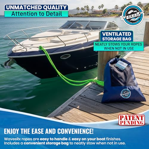 Image of Premium Nylon Boat Dock Lines & Ropes for Docking & Pontoon | Double Braided Marine Rope | Boat Ropes for Docking with Loop | UV & Saltwater Resistant Dock Rope (Neon Green, 3 /8 inch x 15')