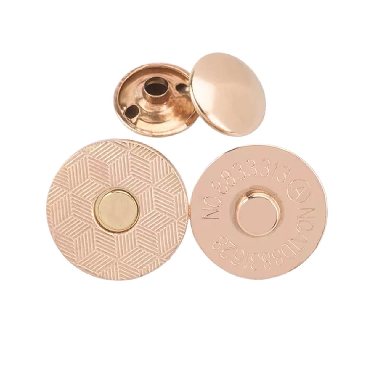 Magnetic Press Studs 10 Sets Metal Double Rivet Magnetic Clasps Buttons Fastener Bag Press Handbag Clothes DIY 14/18mm(Thin Gold,14mm)