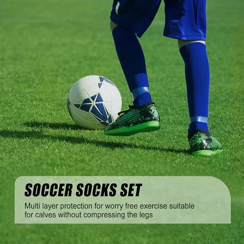 2 Set Grip Soccer Socks with Shin Guard Sleeves Non Slip Soccer Leg Sleeve Socks for Men Women4