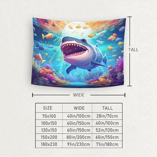 Tenture requin 3D art mural textile pour décorer un dortoir collège - 6