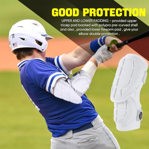 Rawxy Hitters Baseball Softball Batters Elbow Guard (White, Youth)