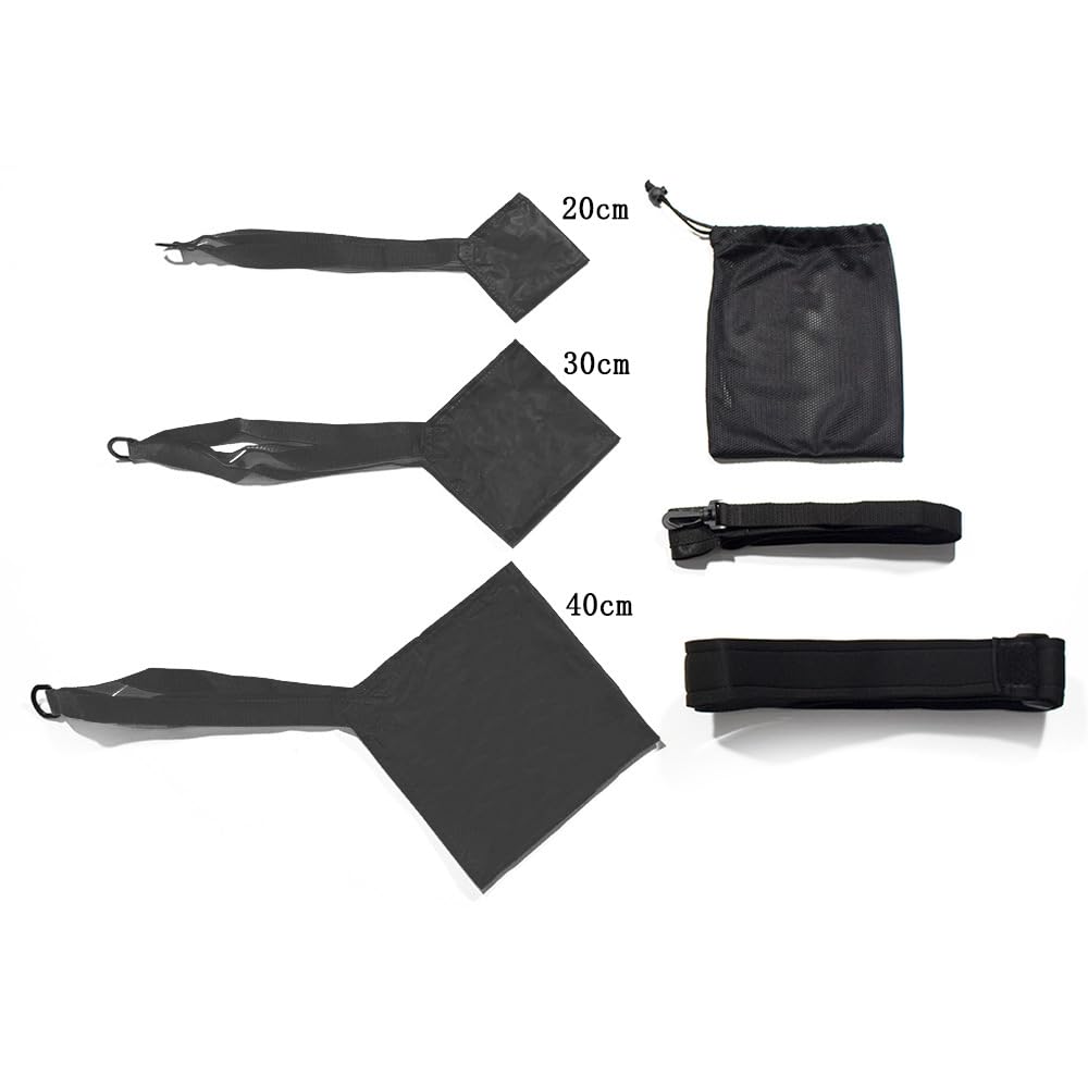Set di resistenza per paracadute da nuoto, per allenamento e rafforzamento della forza, in 3 misure (20 cm, 30 cm, 40 cm) e cintura in vita