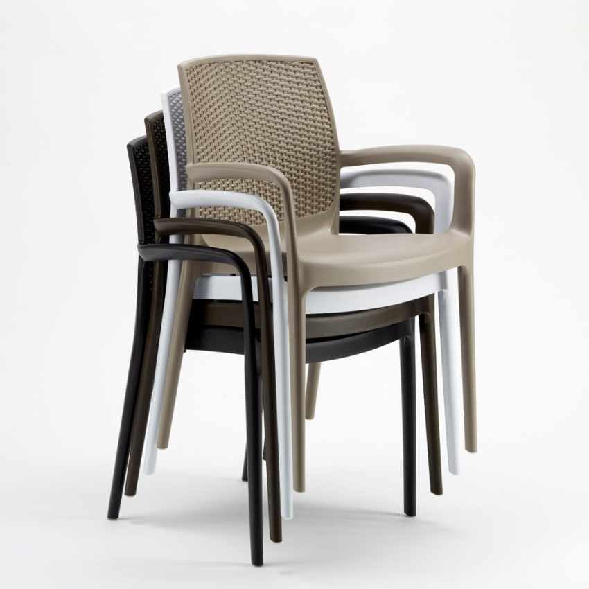 Produce Shop Sedie Poltrona Poly Rattan Braccioli per Giardino Bar Ristorante Boheme Grand Soleil - Nero