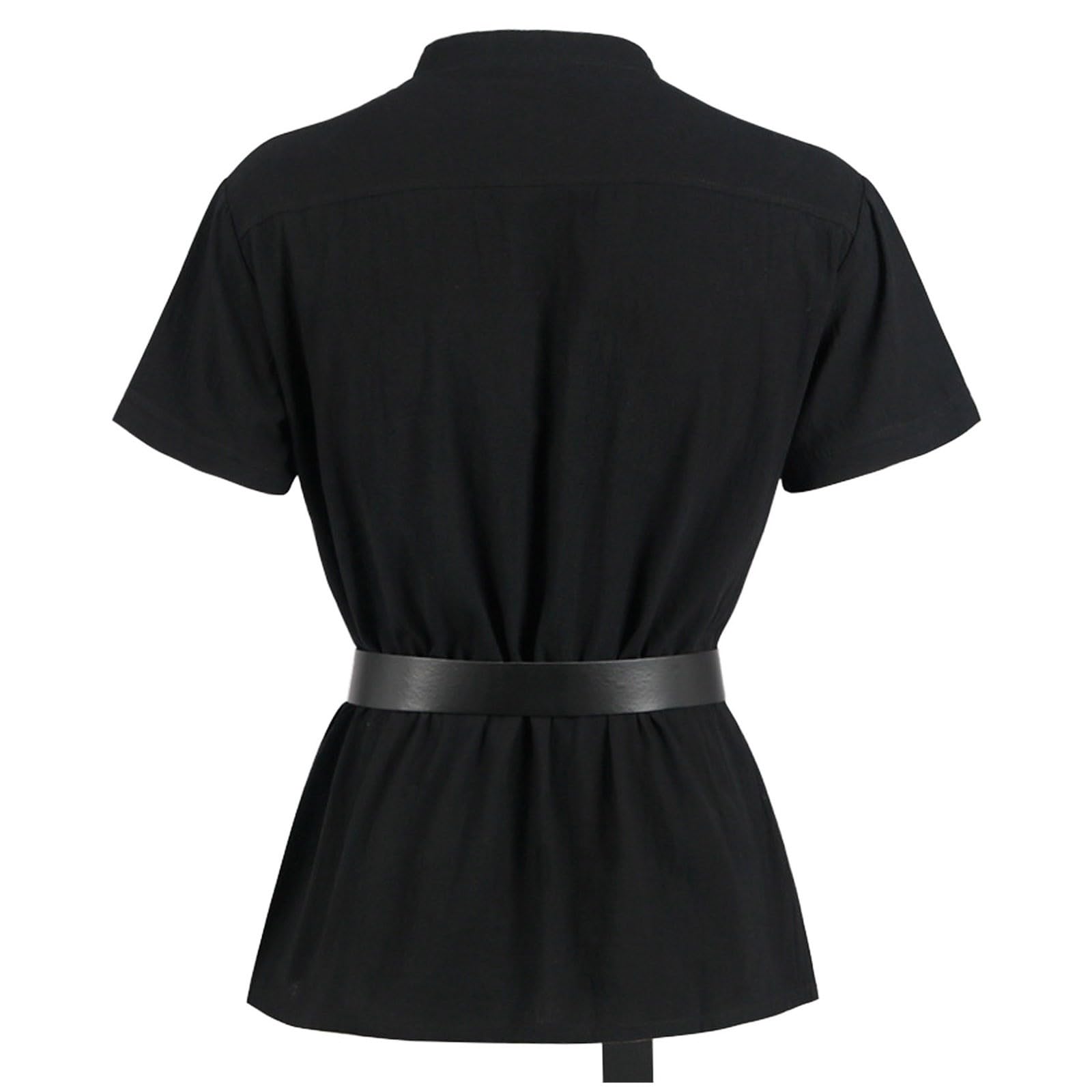 Generico Camicia Uomo Maniche Lunghe-Camicia Gotica da Uomo a Maniche Corte con Fasciatura di Halloween da Uomo