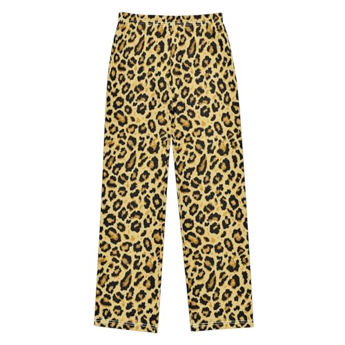 Vintage Leopard Pattern Boys Pants for Kids Jogger Pants with Pockets S