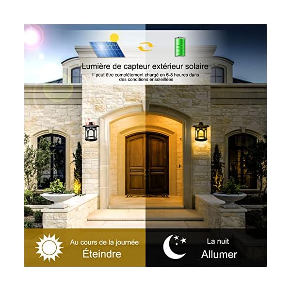 GEYUEYA Home Solarlampen für Außen, Garten Deko Wandleuchte Aussen 3 Modi LED Solarleuchten für Außen Wasserdichte Zaun… – Bild 5
